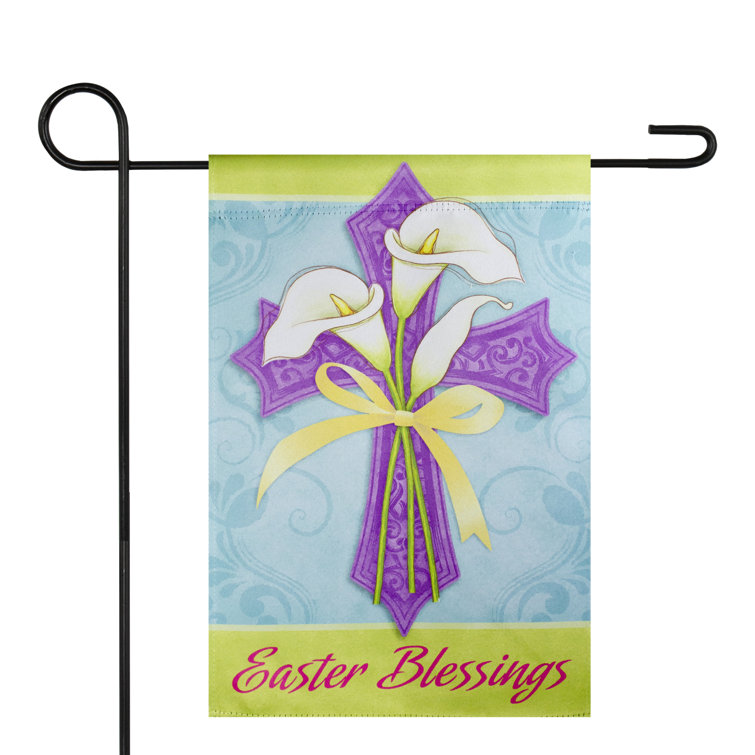 Northlight Easter Blessings Cross and Lilies Outdoor Garden Flag